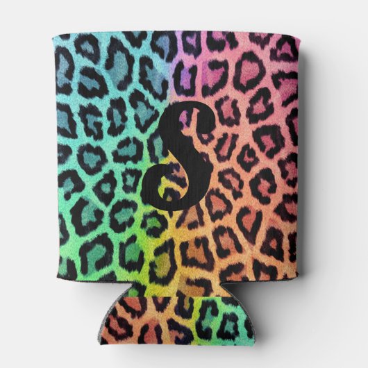 Rainbow Leopard Print Can Cooler Dosenkühler (Rückseite)
