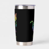 Rainbow Leopard Print Cat Silhouette & Black Kitty Thermobecher (Links)