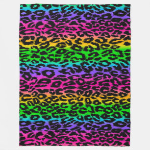 Rainbow Leopard Print Fleecedecke