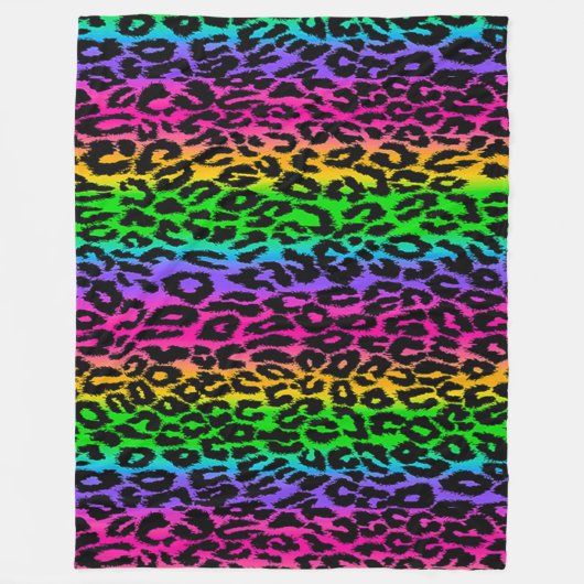 Rainbow Leopard Print Fleecedecke (Vorderseite)