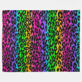 Rainbow Leopard Print Fleecedecke (Vorderseite (Horizontal))