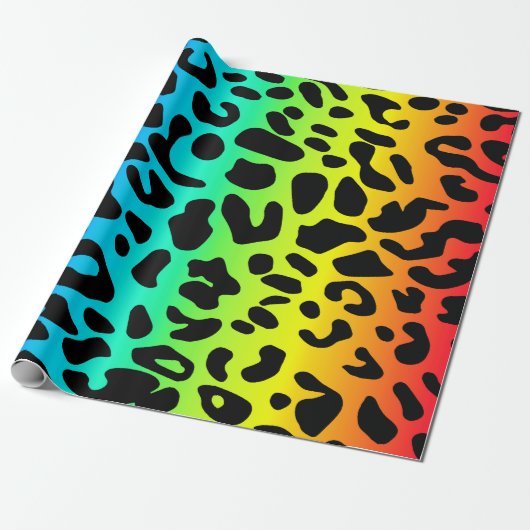 Rainbow Leopard Print Geschenkpapier (Ungerollt)