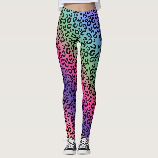 Rainbow Leopard Print - glatte Mischung Leggings (Vorderseite)