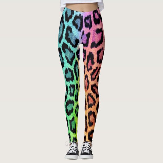Rainbow Leopard Print Leggings (Vorderseite)