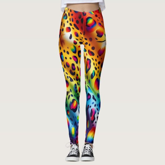 Rainbow Leopard Print Leggings | Bold Colorful (Vorderseite)