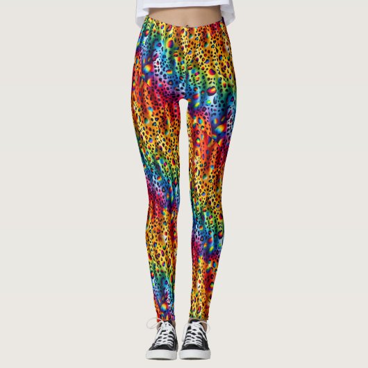 Rainbow Leopard Print Leggings | Bold Colorful (Vorderseite)