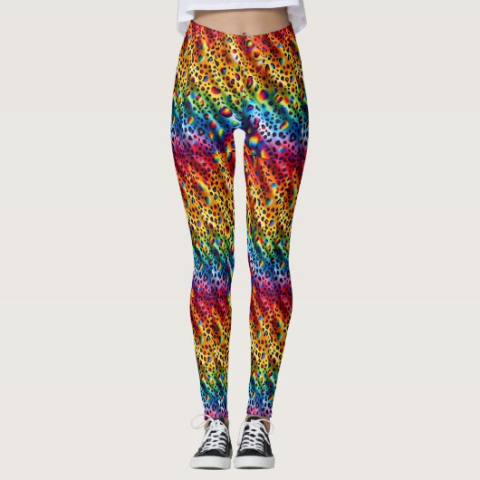 Rainbow Leopard Print Leggings | Bold Colorful (Vorderseite)