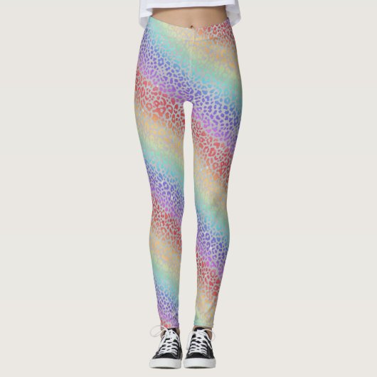 Rainbow Leopard Print Leggings | Bold Colorful (Vorderseite)