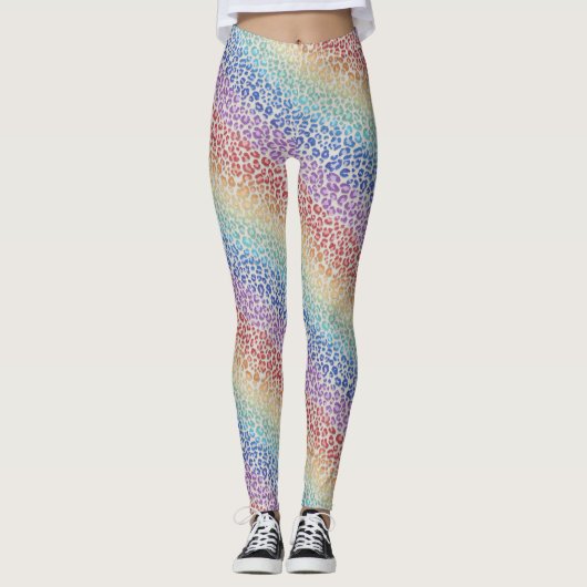 Rainbow Leopard Print Leggings | Bold Colorful (Vorderseite)