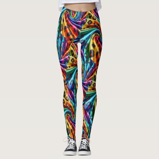 Rainbow Leopard Print Leggings | Psychedelic (Vorderseite)