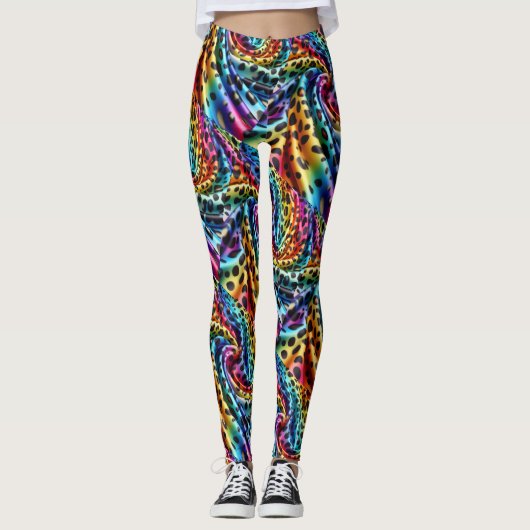 Rainbow Leopard Print Leggings | Psychedelic (Vorderseite)