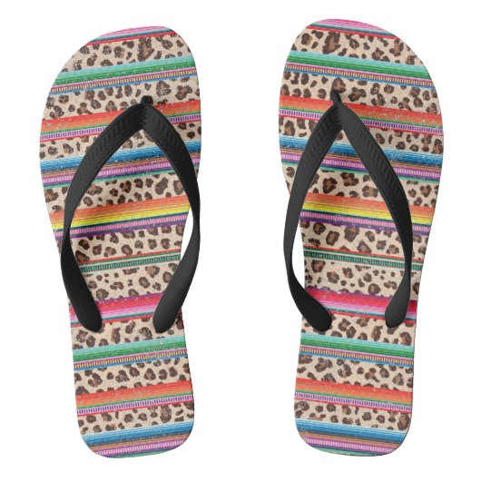 Rainbow Leopard Print Modern Girly Animal Muster Badesandalen (Fußbett)