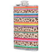 Rainbow Leopard Print Modern Girly Animal Muster Flachmann (Links)