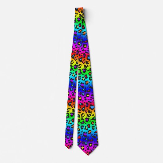 Rainbow Leopard Print Neck Tie Krawatte (Rückseite)