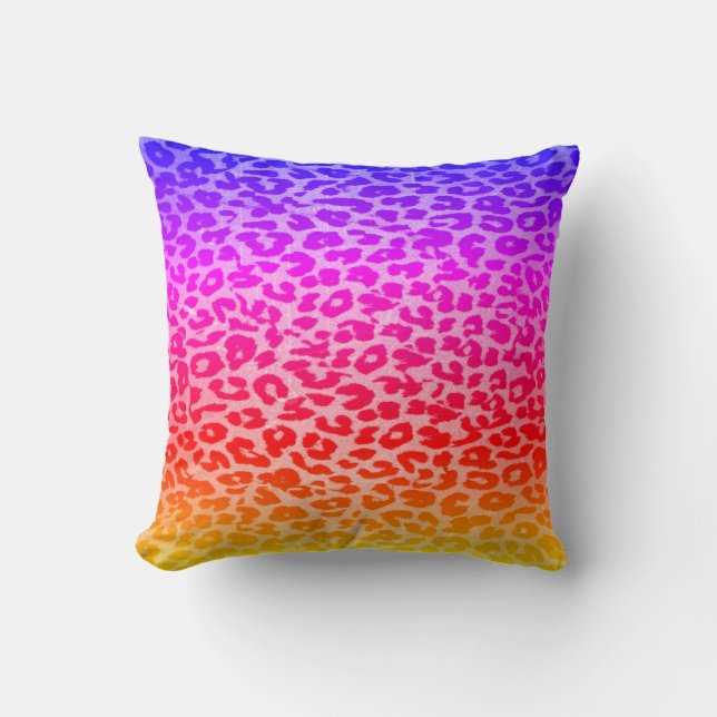 Rainbow Leopard Print Skin Pattern Kissen (Vorderseite)