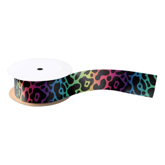 Rainbow Leopard Ribbon Satinband (Spule)