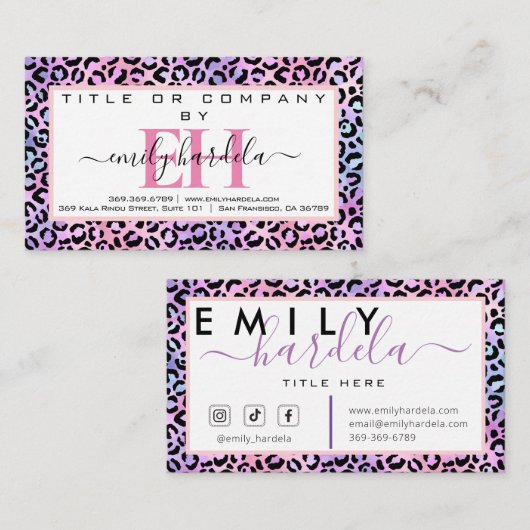 Rainbow Leopard Social Media Visitenkarte (Vorne/Hinten)
