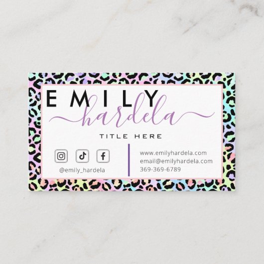 Rainbow Leopard Social Media  Visitenkarte (Rückseite)