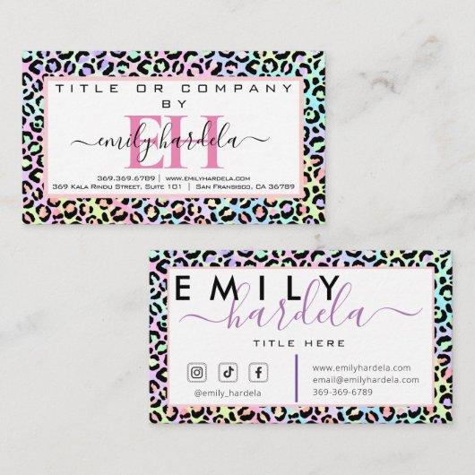 Rainbow Leopard Social Media  Visitenkarte (Vorne/Hinten)
