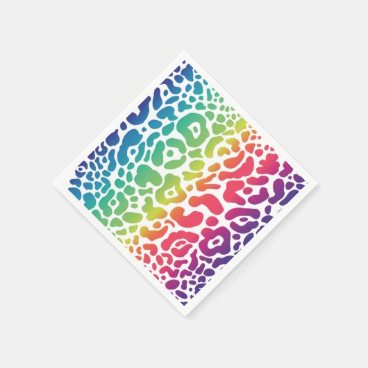 Rainbow Leopard White Background Napkins Serviette (Ecke)
