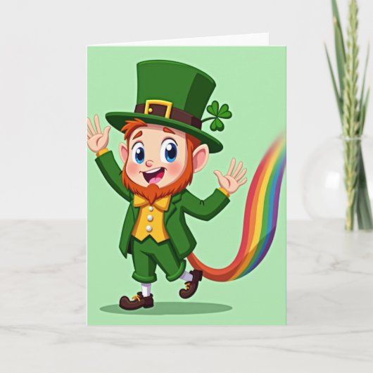 Rainbow Leprechaun Joy Card Karte (Vorderseite)