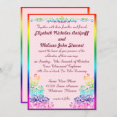 Rainbow Lesbian Elegant Stilvolle Hochzeit Einladung (Vorne/Hinten)