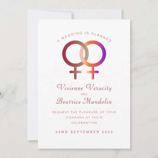 Rainbow-lesbische Hochzeit Einladung (Vorderseite)