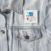 Rainbow Let's Party Elephant Name & Age Geburtstag Button (Beispiel)