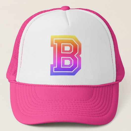 Rainbow Letter 'B' Monogram Truckerkappe (Vorderseite)