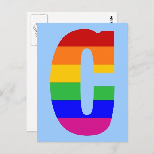 Rainbow Letter C Postkarte (Vorne/Hinten)