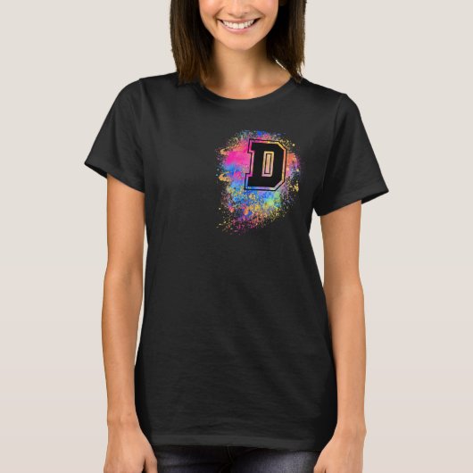 Rainbow Letter D Initial Mit Monogramm farbenfroh T-Shirt (Vorderseite)