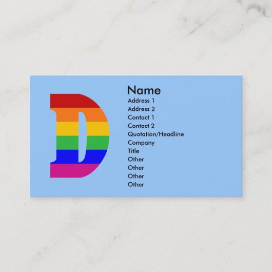 Rainbow Letter D Visitenkarte (Vorderseite)