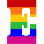 Rainbow Letter E Fotoskulptur Ornament<br><div class="desc">Ein einfacher Buchstabe des Alphabets in Regenbogenstreifen. Ein perfektes Geschenk für jeden mit dem ersten E</div>