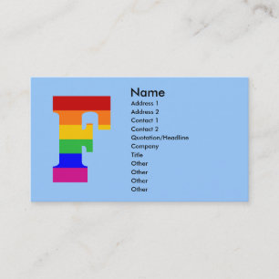 Rainbow Letter F Visitenkarte