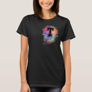 Rainbow Letter Initial Mit Monogramm Farbige Rosa T-Shirt