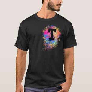 Rainbow Letter Initial Mit Monogramm Farbige Rosa T-Shirt