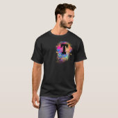Rainbow Letter Initial Mit Monogramm Farbige Rosa T-Shirt (Vorne ganz)