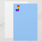 Rainbow Letter J Briefpapier (Vorne/Hinten)