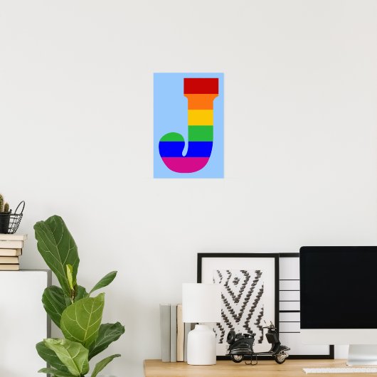 Rainbow Letter J Poster (Heimbüro)