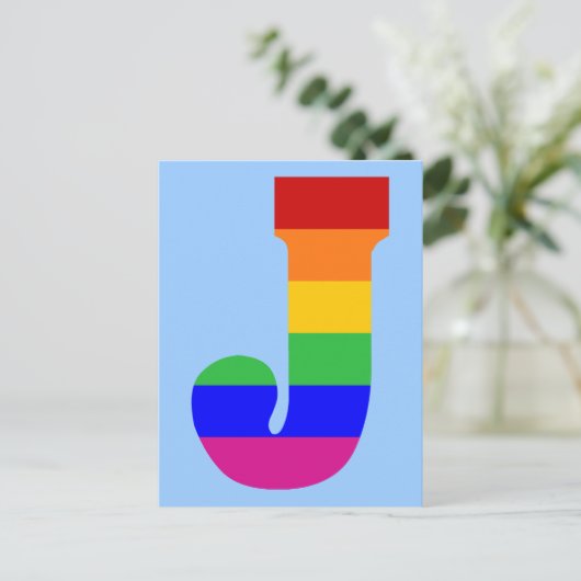 Rainbow Letter J Postkarte (Stehend Vorderseite)