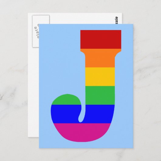 Rainbow Letter J Postkarte (Vorne/Hinten)