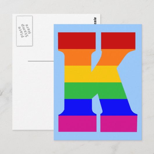 Rainbow Letter K Postkarte (Vorne/Hinten)