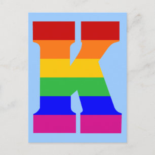 Rainbow Letter K Postkarte