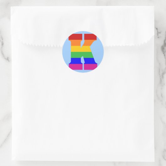 Rainbow Letter K Runder Aufkleber (Tasche)