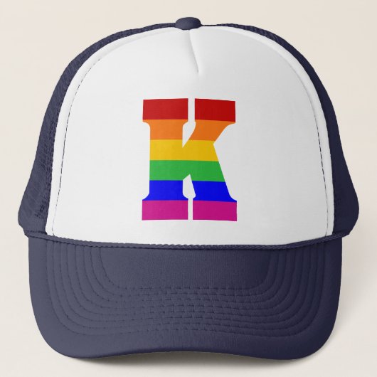 Rainbow Letter K Truckerkappe (Vorderseite)