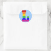 Rainbow Letter L Runder Aufkleber (Tasche)