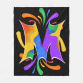Rainbow Letter M Monogram Abstract Fleecedecke (Vorderseite)