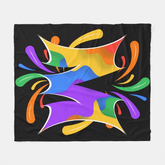 Rainbow Letter M Monogram Abstract Fleecedecke (Vorderseite (Horizontal))