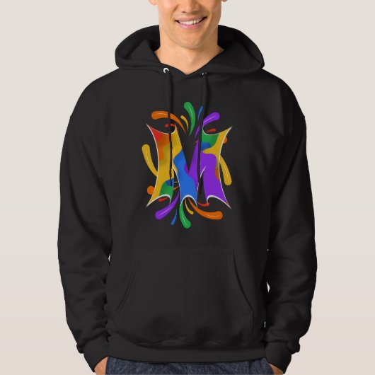 Rainbow Letter M Monogram Abstract Hoodie (Vorderseite)