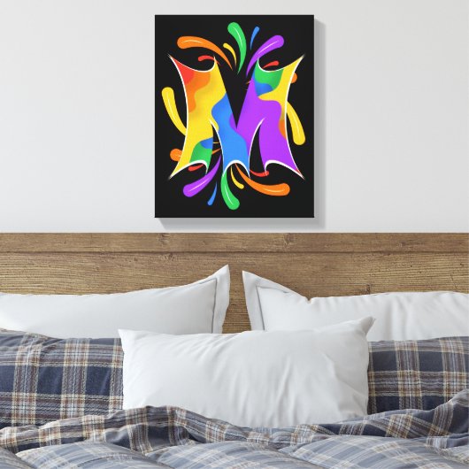 Rainbow Letter M Monogram Abstract Leinwanddruck (Insitu (Schlafzimmer))